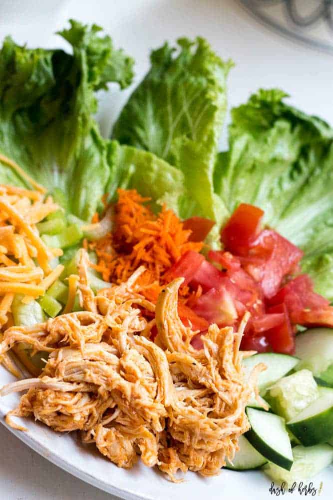 Slow Cooker Shredded Buffalo Chicken Salad